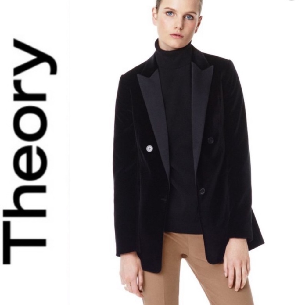 Theory Kevina Jacket In Matte Velveteen Stretch Cotton Velvet 0